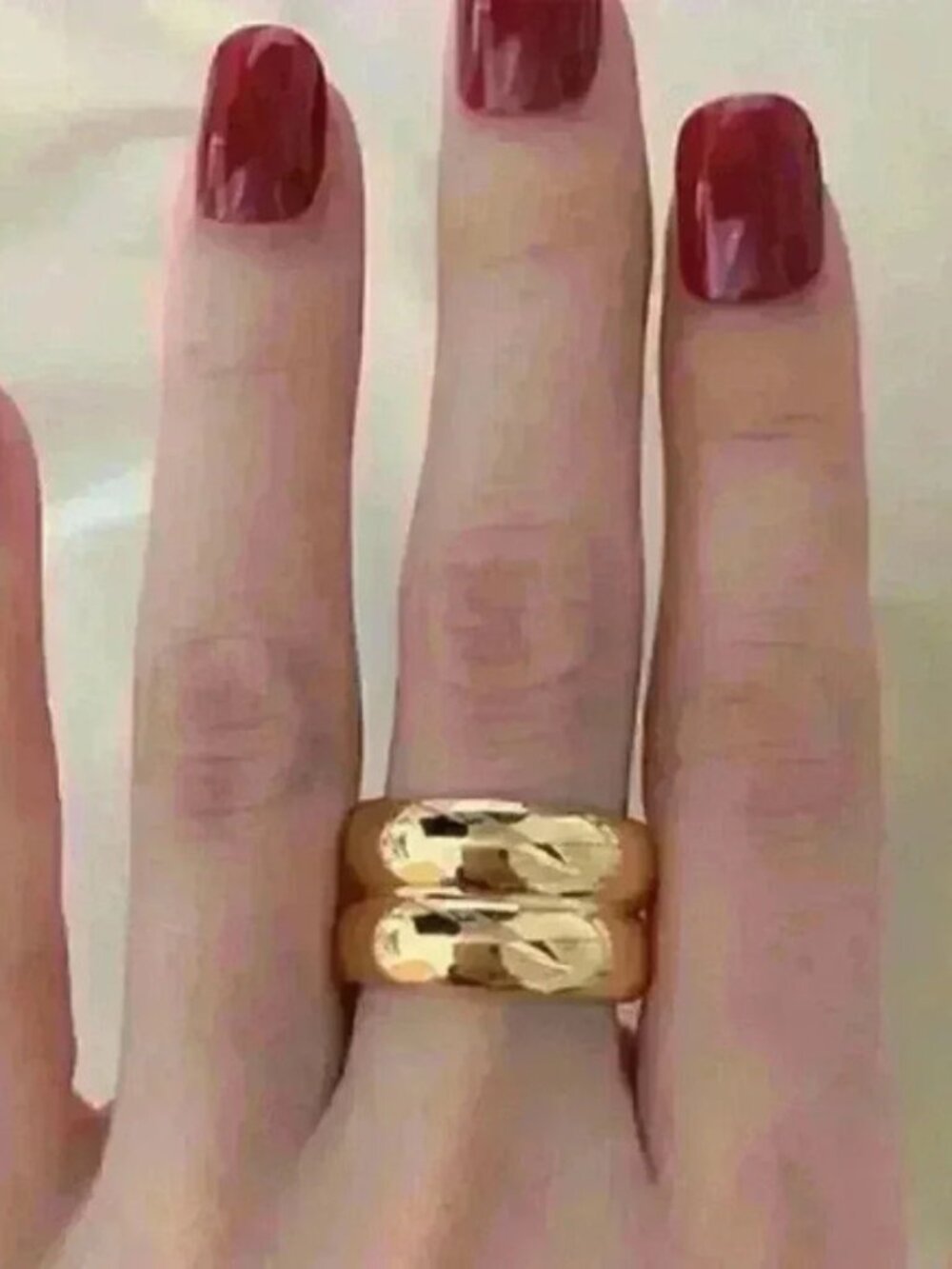 18K Gold Plated Chunky Double Ring Stainless Steel